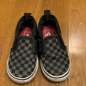 Vans Kids Black and Gray Checkered Sneakers - 7C